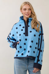Half Zip Polka Dot Pullover