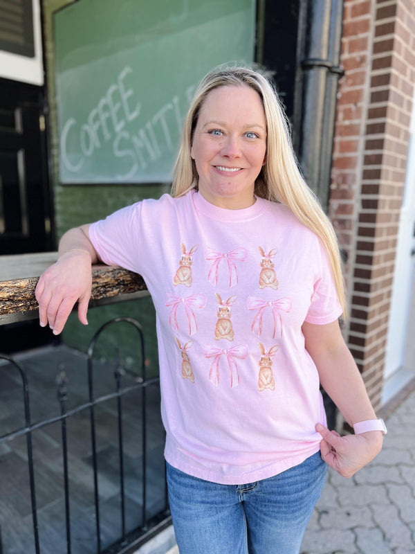 Pink Bunny And Bows Tee