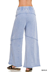Premium French Terry Washed Exposed Seam Flare Pants
