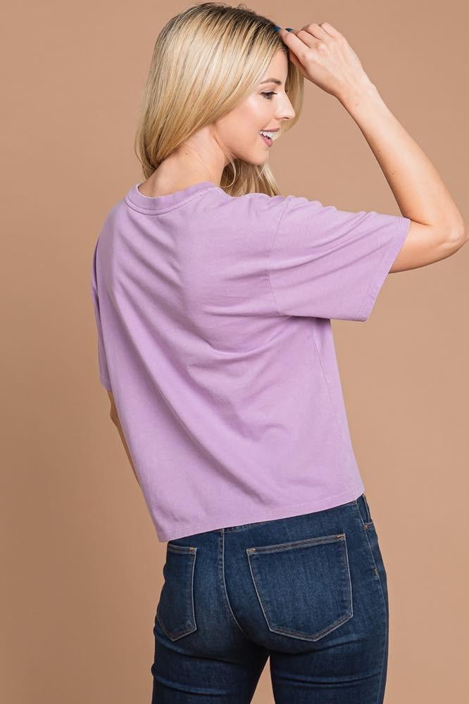 Lavender Cropped Rock N Roll Guitar Graphic Tee