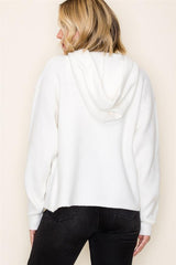 Ivory Hooded Big Button Cardigan