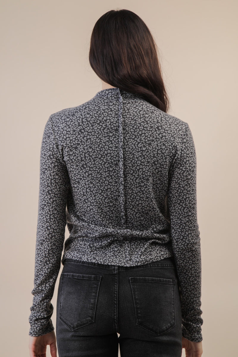 Leopard Ribbed Fitted Top