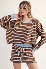 Mocha Striped Cropped Shirt