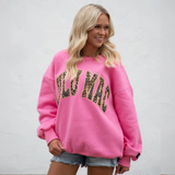 Pink Lulu Mac Leopard Logo Crewneck