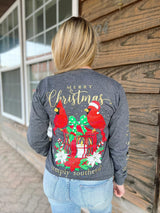 Heather Gray Cardinal Christmas Long Sleeve