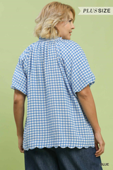 Curvy Gingham Bell Sleeve Top