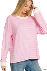 Raised Rib Striped Pullover