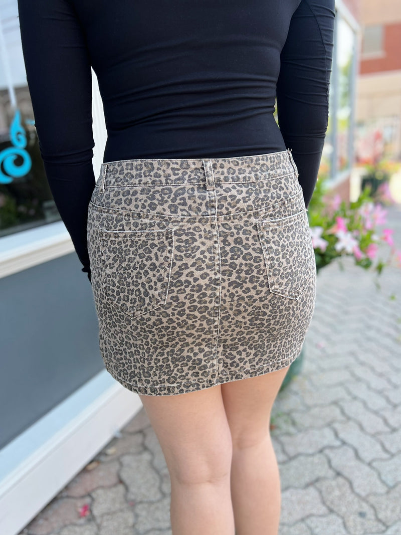 Leopard Print Mini Skirt