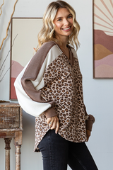 Curvy Leopard Rubbed V-Neck Top