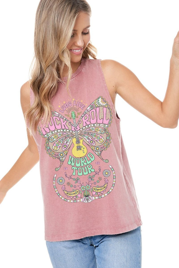 Mauve World Tour Butterfly Graphic Tank