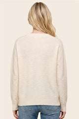 Ivory Half Button Crew Neck Sweater