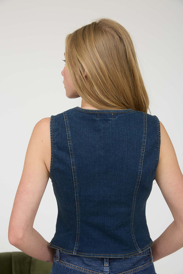 Button Down Denim Vest
