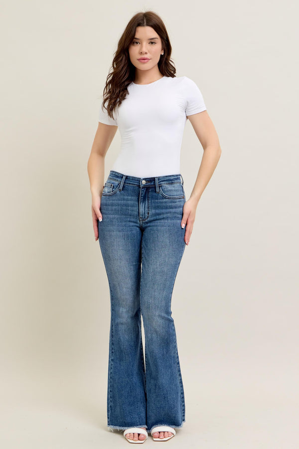 Corley' s Vintage Wash Flare With Fray Hem
