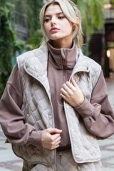 Curvy Stone Quilted Vest with Pockets