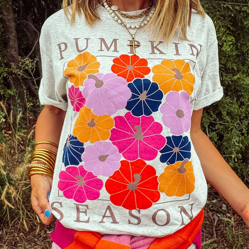 Pumpkin Season Tee with Colorful Pumpkins