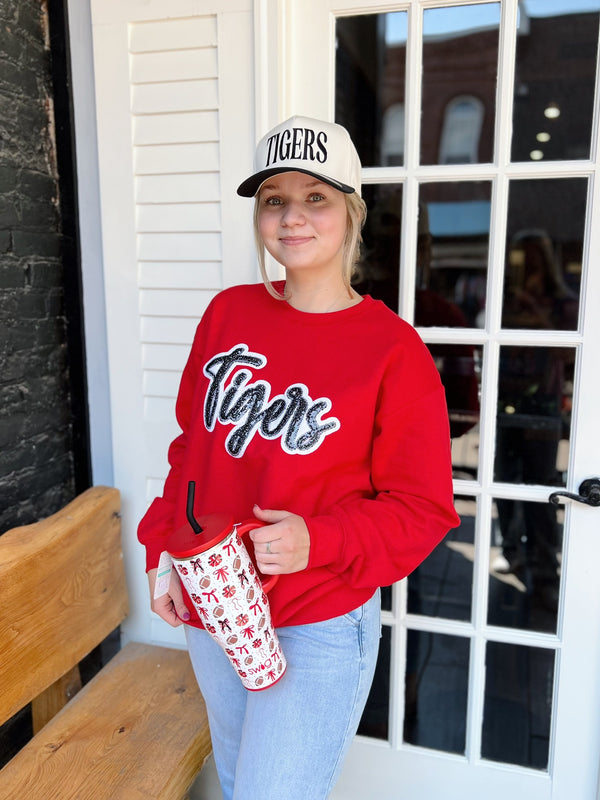 Red Tiger Glitter Crewneck