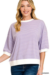 Striped Banded Trim Top