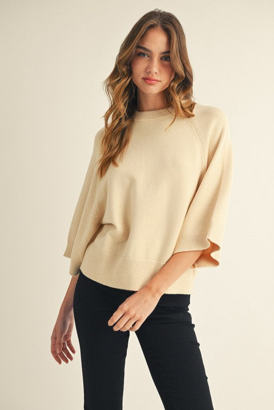 Cream Drop Shoulder Sweater