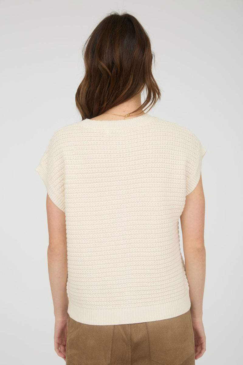 Button Down Short Sleeve Knit Cardigan Vest
