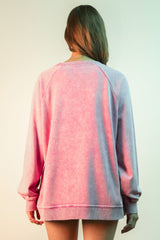 Lace Trim Detail Mineral Washed Knit Top