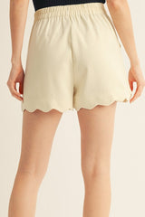 Bone Solid Scallop Hem Shorts