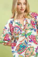 Paisley Print V Neck Top