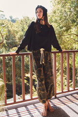 Curvy Camo Drawsting Elastic Waist Pants