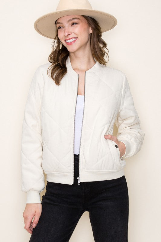 Cream Zip Front Jacket