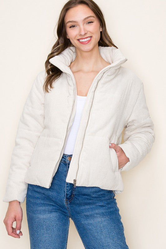 Cream Ribbed Heavy Jacket