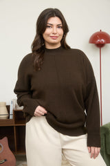 Curvy Front Seam Mock Neck Sweater