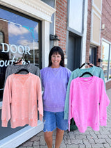 Snow Washed French Terry Pullover With Pockets