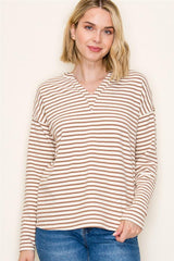 China Collared V Neck Long Sleeve Mico Brushed