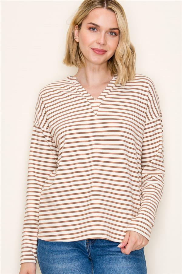 China Collared V Neck Long Sleeve Mico Brushed