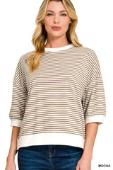 Striped Banded Trim Top
