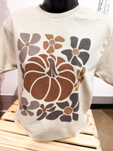 Beige Retro Flower Pumpkin Tee