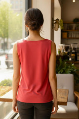 Wide Crew Neck Sleeveless Solid Sweater