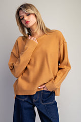 Camel Exposed Seam Sweater