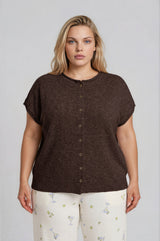 Curvy Raw Edge Short Sleeve Lightweight Cardigan