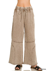 Premium French Terry Washed Exposed Seam Flare Pants