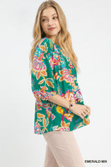 Paisley Print V Neck Top