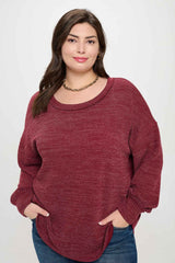 Curvy Soft Textured Drop Shoulder Top