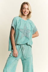 Mineral Washed Denim Star Sleeveless Top