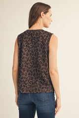 Leopard Smocked Edge Detail Tank Top
