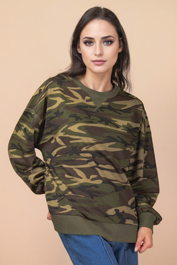 Camo Crewneck Top