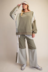 Olive Crochet Mix Terry Pants