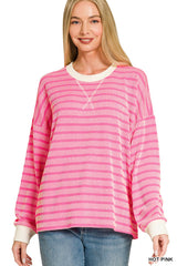 Raised Rib Striped Pullover