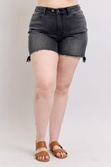 Kaley's Curvy Long Cut Off 2 Button Shorts