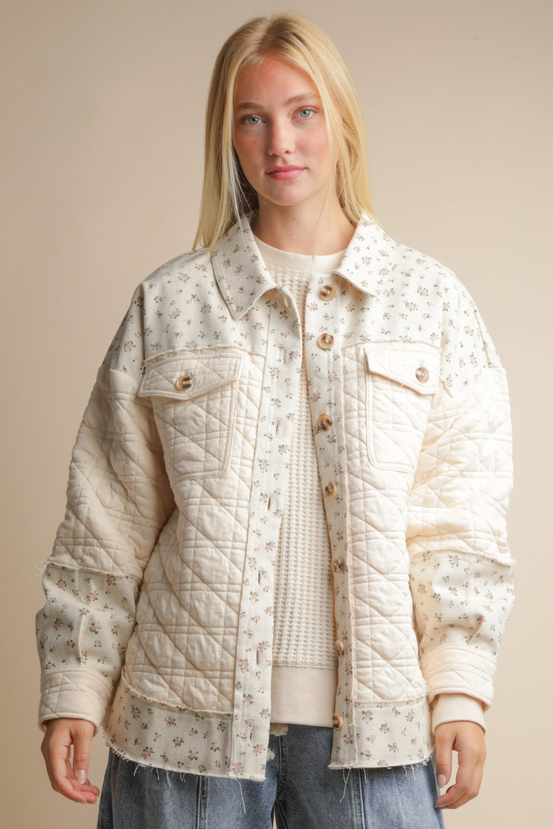 Quilted Floral Button Down Shacket