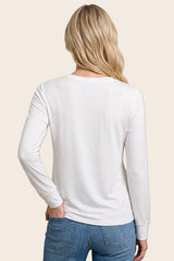White Crew Neck Long Sleeve Top