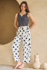 Curvy Polka Dot Barrel Pants With Bow Pockets